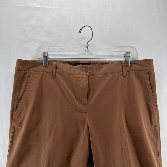 Talbots Pants Size 16P Signature Capri Flat Front Twill Stretch Cotton Brown - Picture 3 of 11
